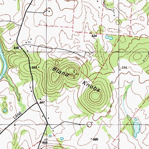 Topographic Map of Bland Knobs, KY