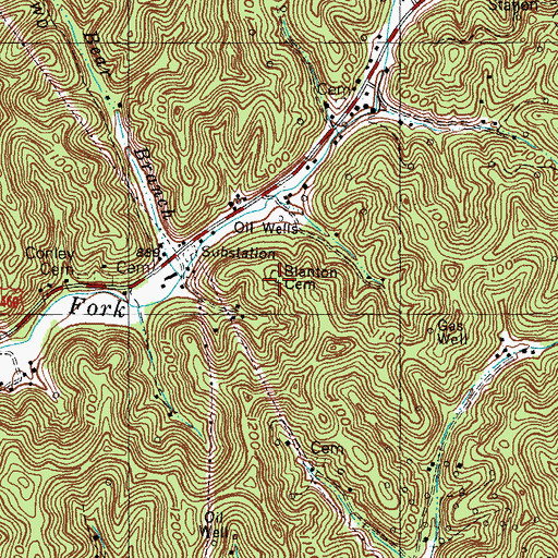Topographic Map of Blanton Cemetery, KY
