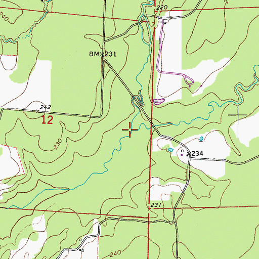 Topographic Map of East Branch Flat Creek, AR