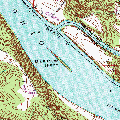 Topographic Map of Blue River Island, KY