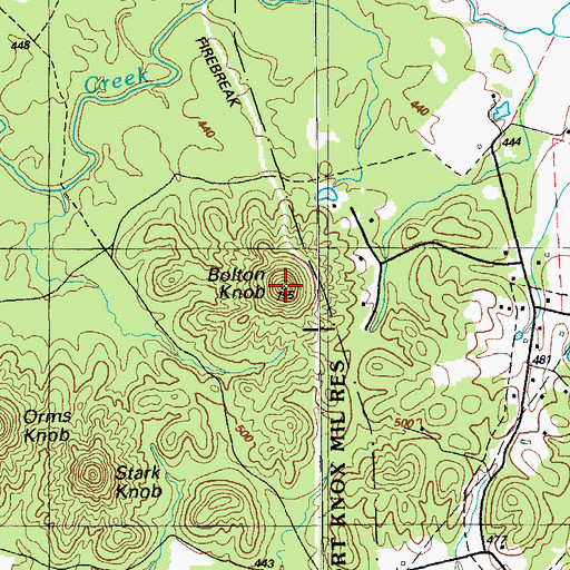 Topographic Map of Bolton Knob, KY