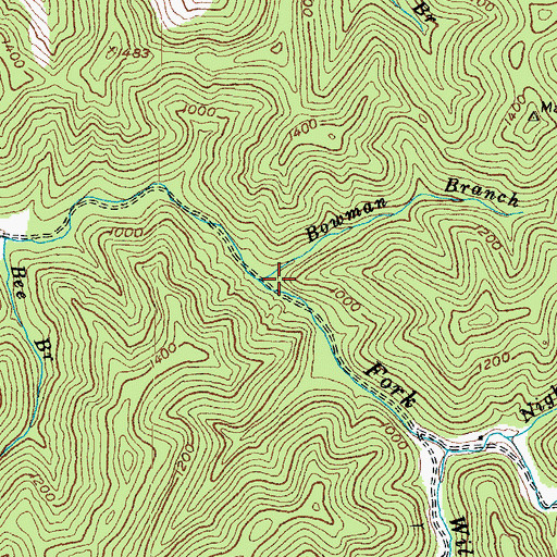Topographic Map of Bowman Branch, KY