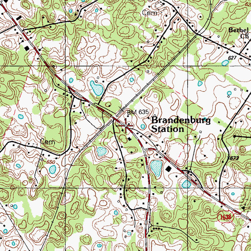 Topographic Map of Brandenburg Station, KY
