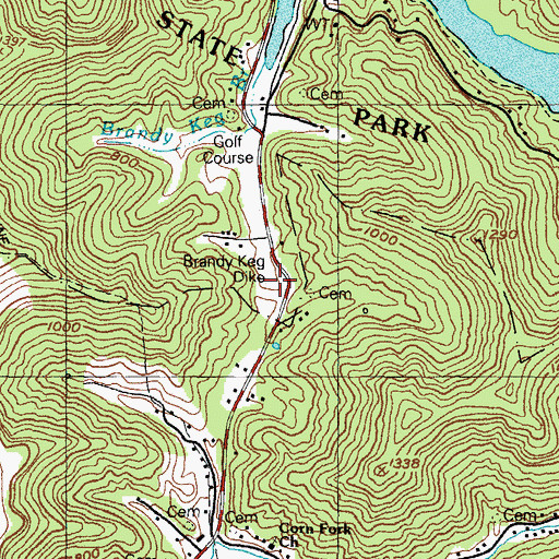 Topographic Map of Brandy Keg Dike, KY