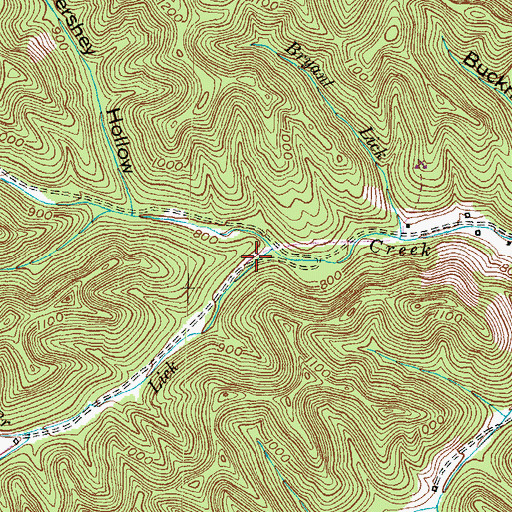Topographic Map of Brandy Lick, KY