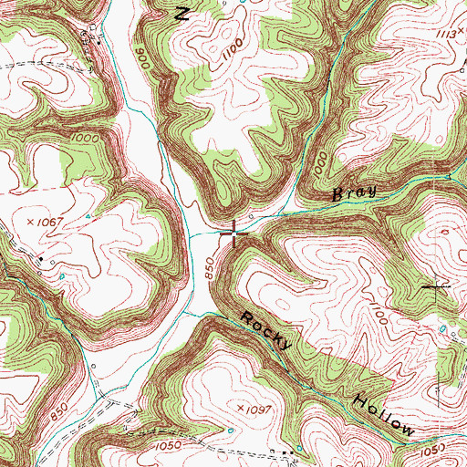Topographic Map of Bray Branch, KY