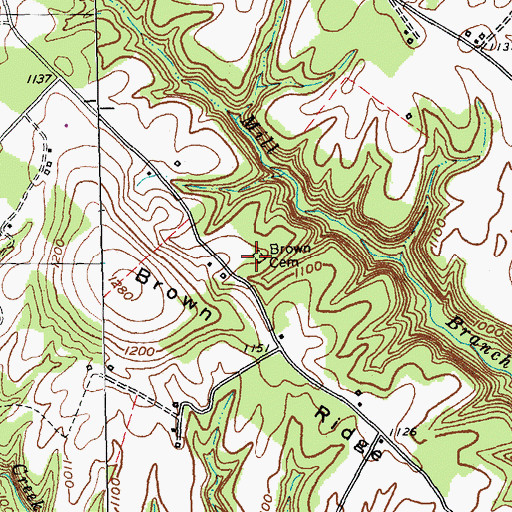 Topographic Map of Brown Cemetery, KY
