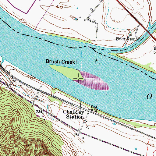 Topographic Map of Brush Creek Island, KY