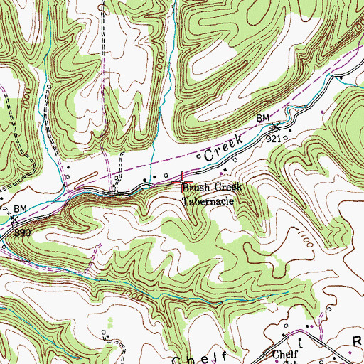 Topographic Map of Brush Creek Tabernacle, KY
