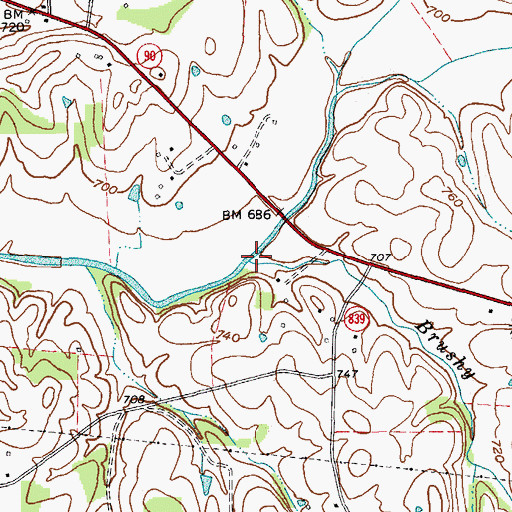 Topographic Map of Brushy Fork, KY