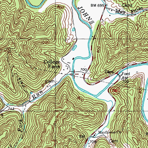 Topographic Map of Brushy Run, KY