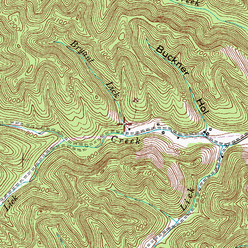 Topographic Map of Bryant Lick, KY