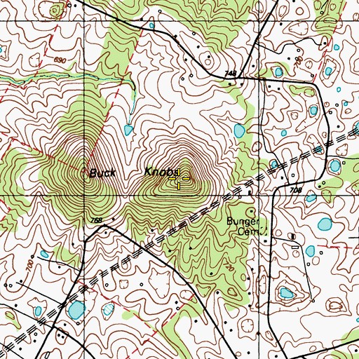Topographic Map of Buck Knobs, KY
