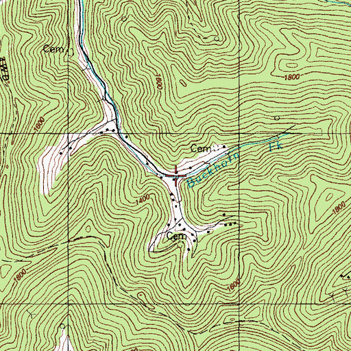 Topographic Map of Buckhorn Fork, KY