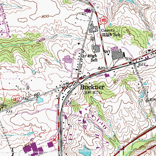 Topographic Map of Buckner, KY
