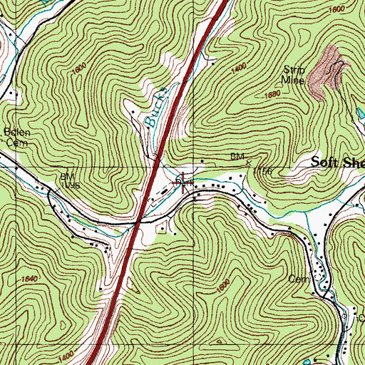 Topographic Map of Bucks Branch, KY