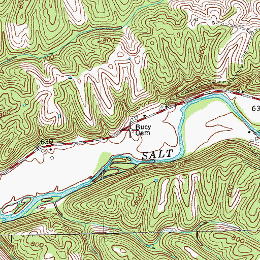 Topographic Map of Bucy Cemetery, KY