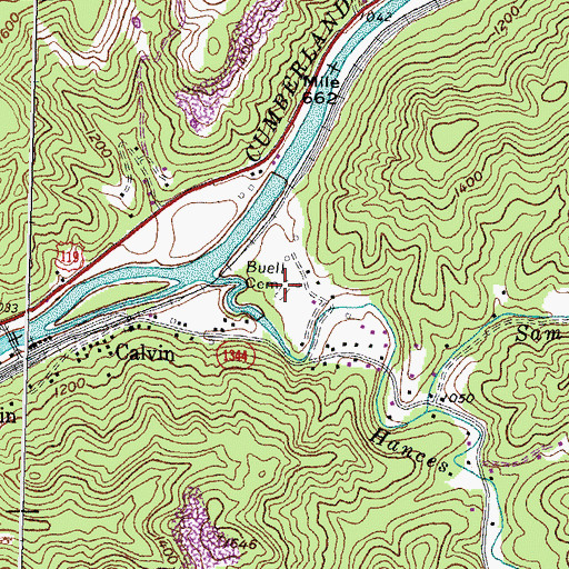 Topographic Map of Buell Cemetery, KY