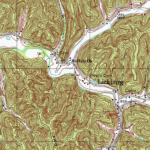 Topographic Map of Buffalo Creek, KY