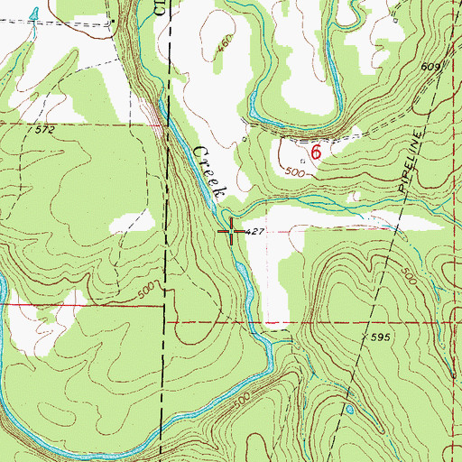 Topographic Map of Elbow Creek, AR