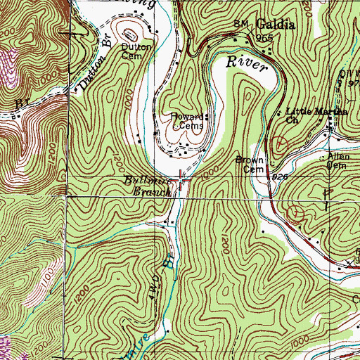 Topographic Map of Bullmire Branch, KY