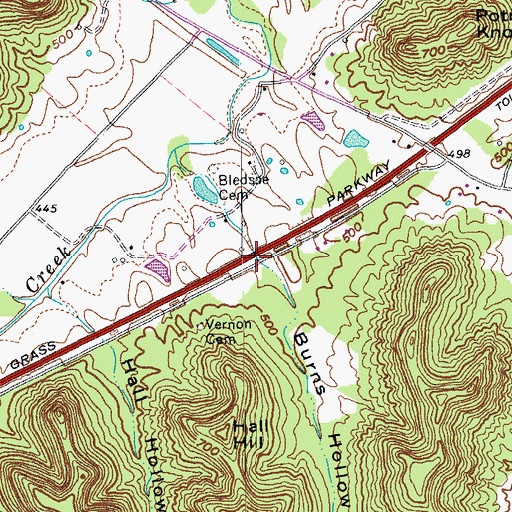 Topographic Map of Burns Hollow, KY
