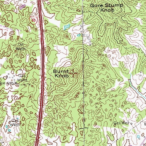 Topographic Map of Burnt Knob, KY