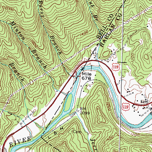 Topographic Map of Burst Branch, KY