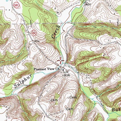 Topographic Map of Butler Creek, KY