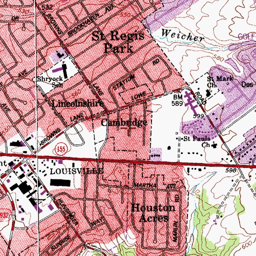 Topographic Map of Cambridge, KY