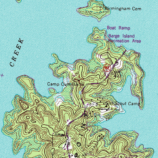 Topographic Map of Camp Cum-Ba-Ya, KY