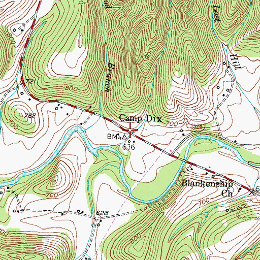Topographic Map of Camp Dix, KY