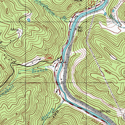 Topographic Map of Campbell Branch, KY