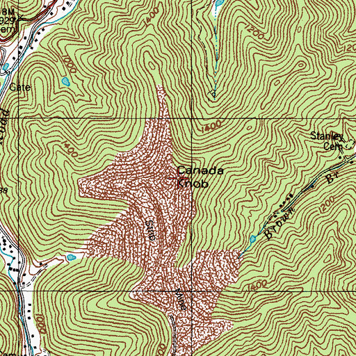 Topographic Map of Canada Knob, KY