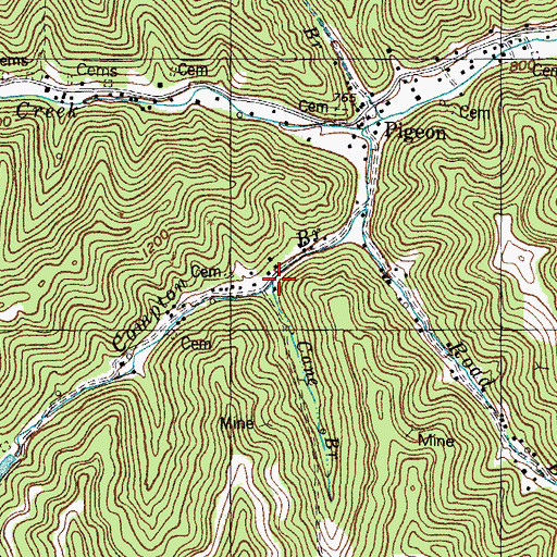 Topographic Map of Cane Branch, KY