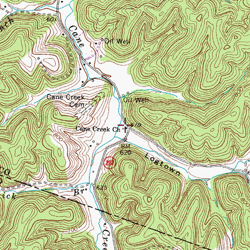 Topographic Map of Cane Creek Church, KY