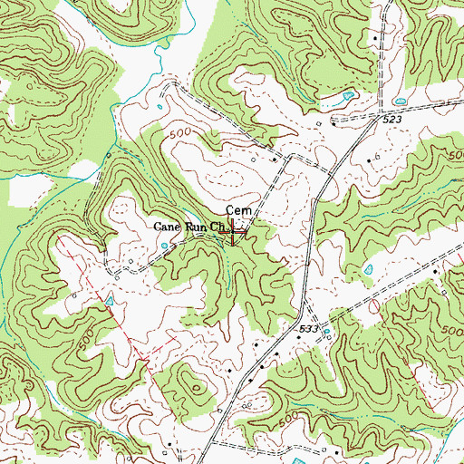 Topographic Map of Cane Run Church, KY