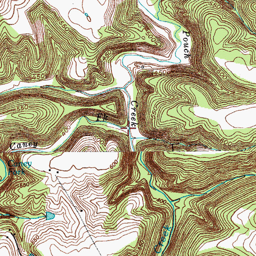Topographic Map of Caney Fork, KY