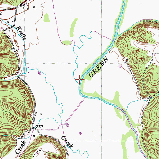 Topographic Map of Canoe Creek, KY