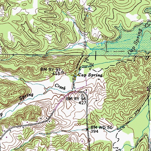 Topographic Map of Cap Spring, KY