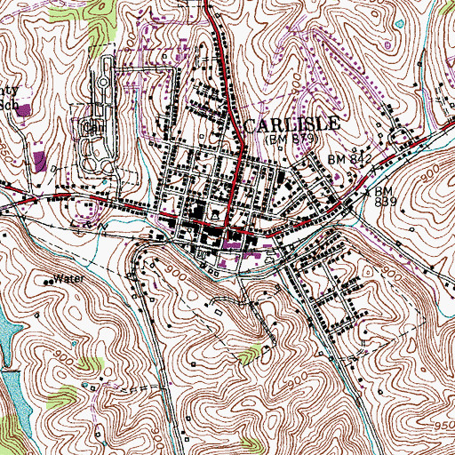 Topographic Map of Carlisle, KY