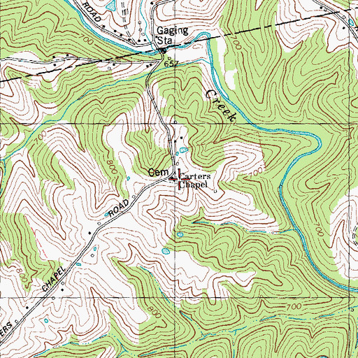 Topographic Map of Carters Chapel, KY