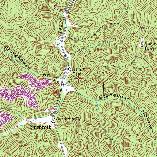 Topographic Map of Cartmill Cemetery, KY