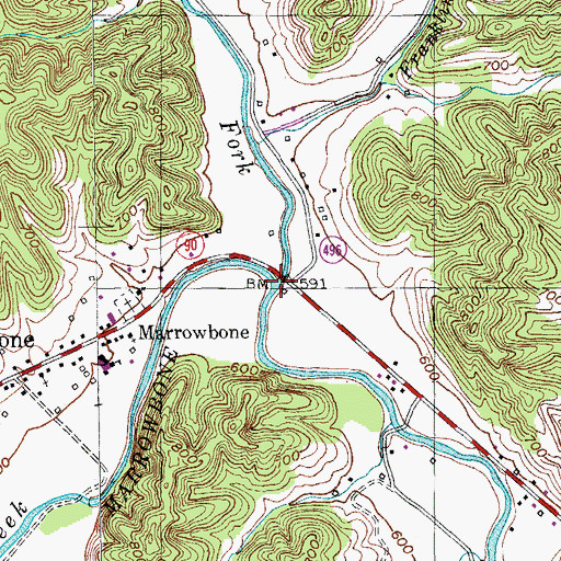 Topographic Map of Casey Fork, KY