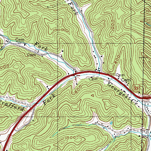 Topographic Map of Castle Fork, KY