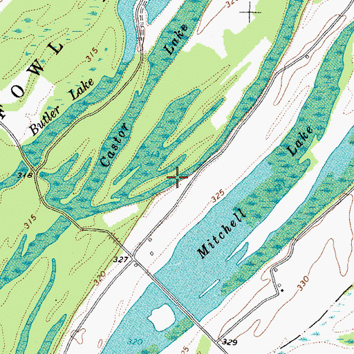 Topographic Map of Castor Lake, KY