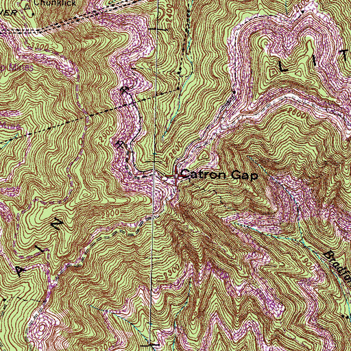 Topographic Map of Catron Gap, KY