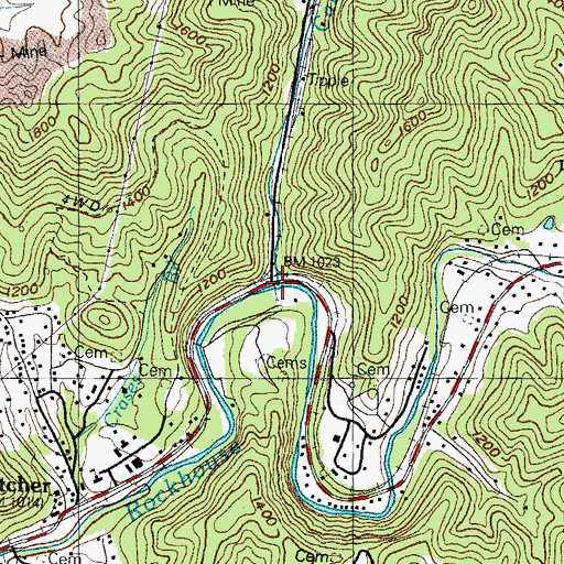 Topographic Map of Caudill Creek, KY
