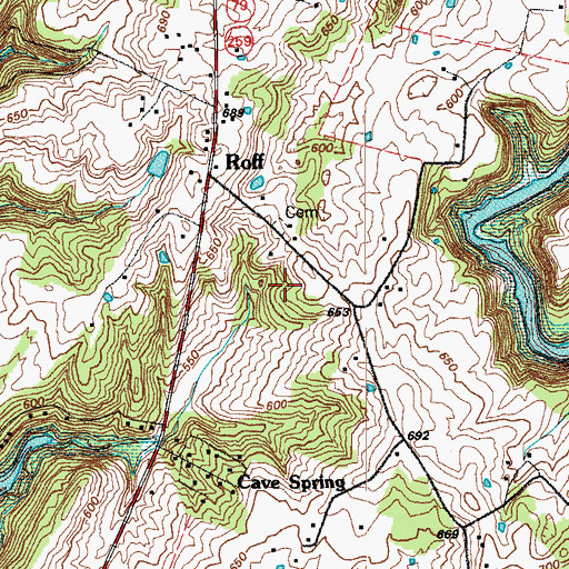 Topographic Map of Cave Spring Church, KY
