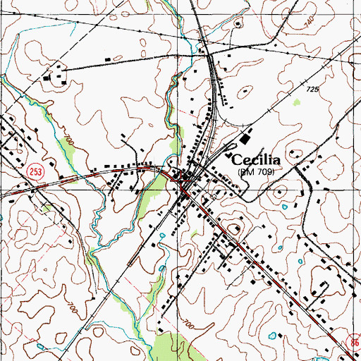 Topographic Map of Cecilia, KY